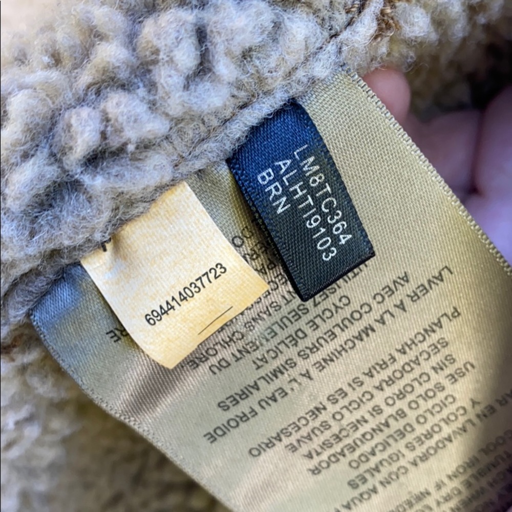 Levi's Shearling Sherpa Double Lined Hooded Neutral Military Utility Jacket XXLT - Picture 12 of 13